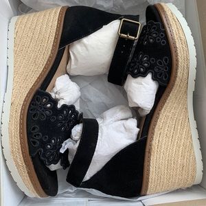 Brand NEW Nicole Nice Black Espadrille Wedge Sandals size 8.5